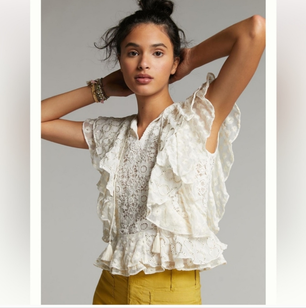 Verb by‎ Pallavi Singhee Ruffled Lace Blouse